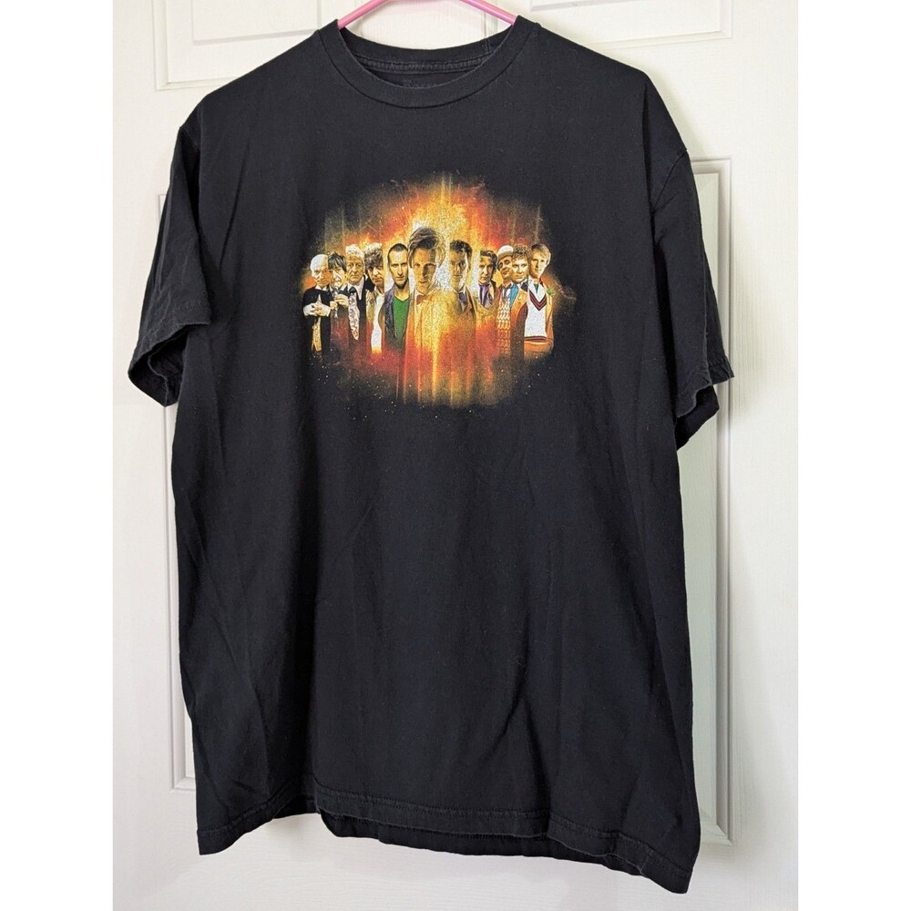 Doctor Who T-Shirt Mens XL Black Cotton Various Doctors Sci-Fi British TV Y2K